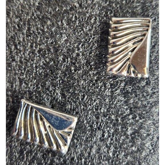 Vintage Swank Silver Tone Cufflinks Tie Tack Set Sunray Angel Wing Design Gift - Picture 6 of 9